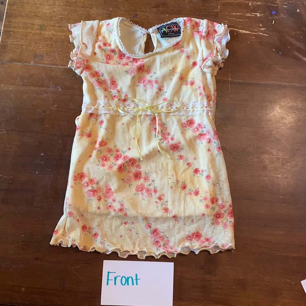 Adjustable yellow flower print children’s dress-3T